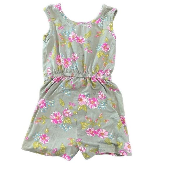 Forever Me size 4T floral jumpsuit green pink - Picture 4 of 4